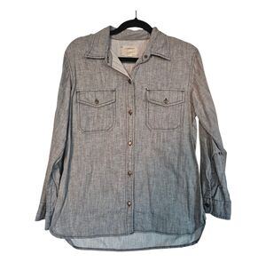 Current/Elliott Washed Black Chambray Button Up Shirt Size 2 US Medium